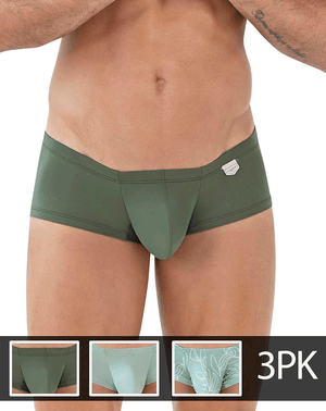 Clever 229934 3pk Australian Latin Trunks Olive Green-dark Green-green