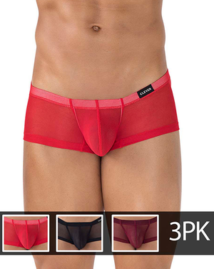 Clever 229937 3pk Australian Latin Trunks Red-black-grape