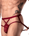 Male Power 394-289 Lucifer Strappy Jock Burgundy