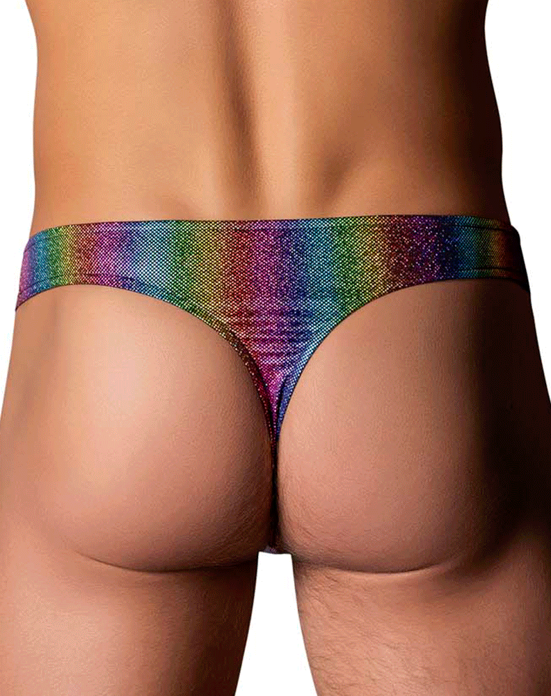 Male Power 421-297 Pack N Play Thong With Front Condom Pouch Rainbow