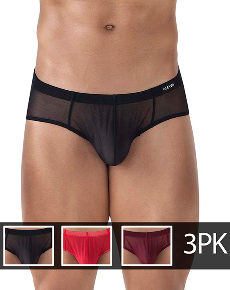 Clever 519962 3pk Australian Latin Briefs Red-black-grape