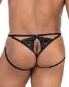 Candyman 99770 Lace Jock Thongs Black