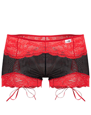 Candyman 99779 Mesh Lace Trunks Black-red