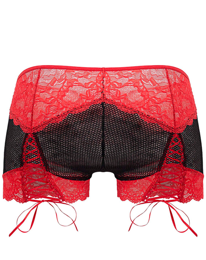 Candyman 99779 Mesh Lace Trunks Black-red