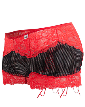 Candyman 99779 Mesh Lace Trunks Black-red