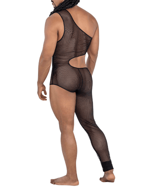 Candyman 99787 One Shoulder One Leg Bodysuit Black