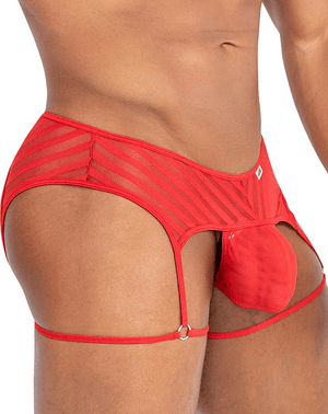 Candyman 99792 Mesh Garter Thongs Red