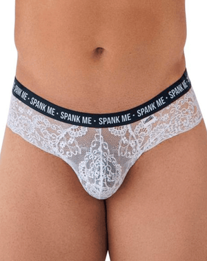 Candyman 99615 Spank Me Lace Briefs White