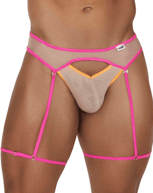 Candyman 99687 Garter Jock Two Piece Set Beige-neon