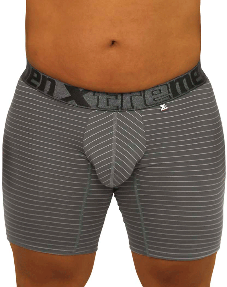 Xtremen 70004 Striped Boxer Briefs Gray