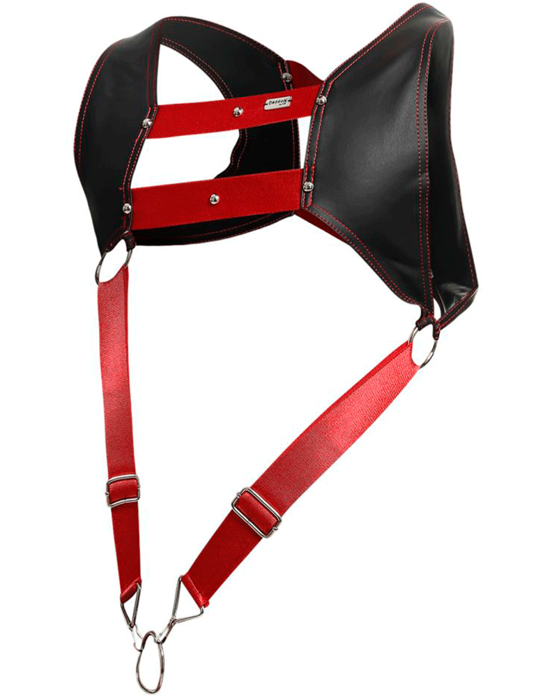 Malebasics Dmbl07 Dngeon Cross Cock Ring Harness Red